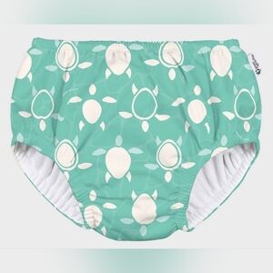 Green Sprouts Baby Eco Pull-Up Turtle Printed Reusable Swim Diaper In Teal Green